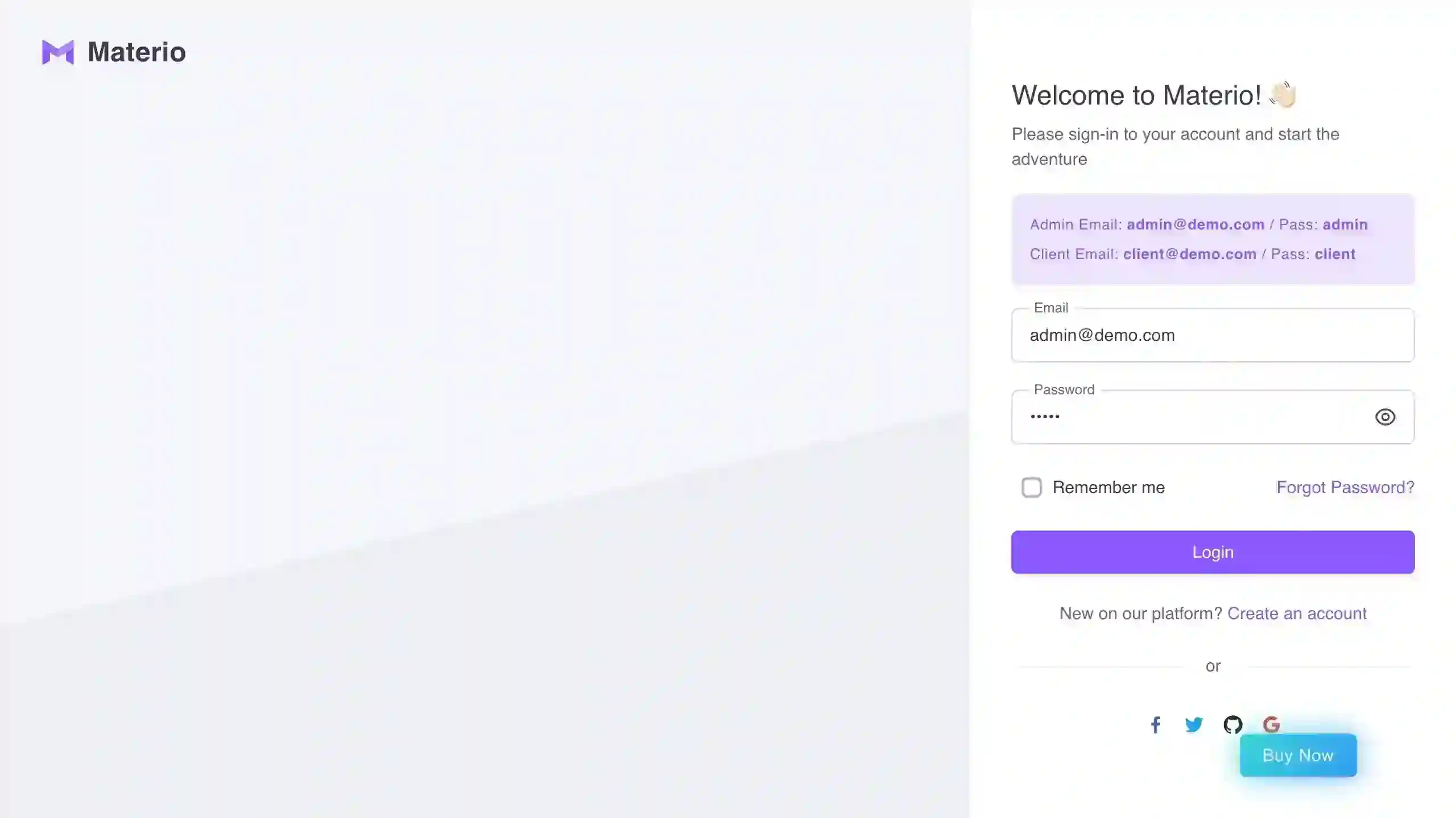 Materio 管理模板